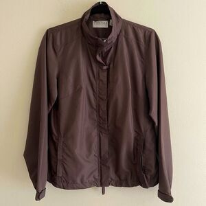 Tehama Golf Windbreaker Jacket Size S Lightweight High Neck Long Sleeves Brown